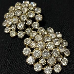 PAIR Vintage Rhinestone BUTTONS - Statement for a cloak or coat - 1.75” diameter